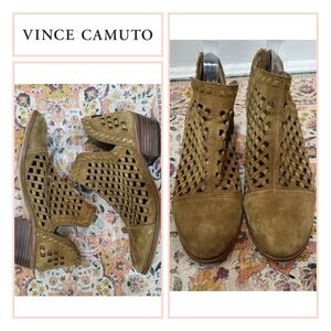 VINCE CAMUTO Size 8.5 Bootie Ankle Boot Phortiena Suede D'Orsay Low Heel Shoe